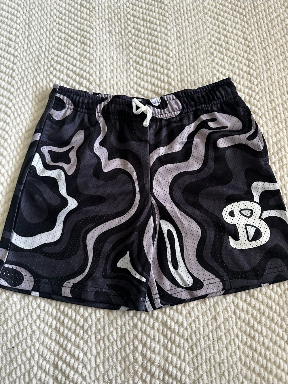 BucketSquad Kids “Tidal Black Sea” Mesh Basketball Shorts - Youth Large